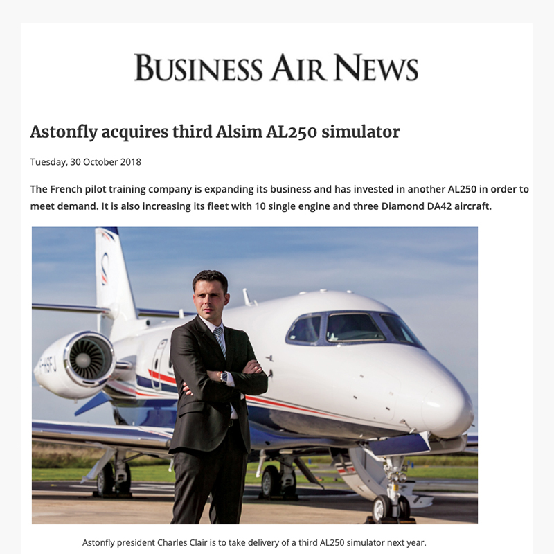 Astonfly acquiert le troisième simulateur Alsim AL250