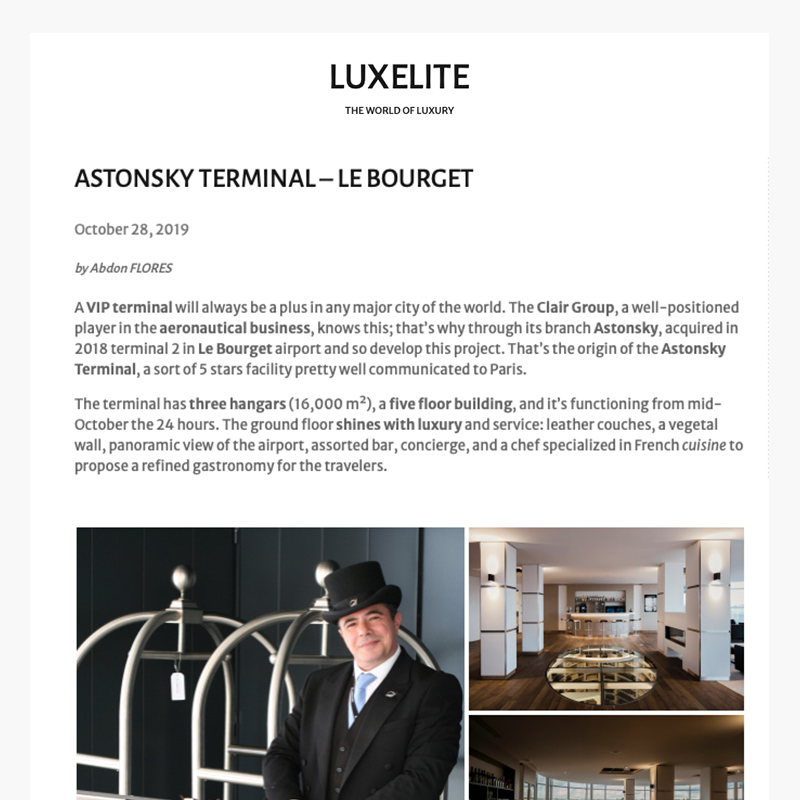 Astonsky terminal - Le Bourget - Article Luxelite