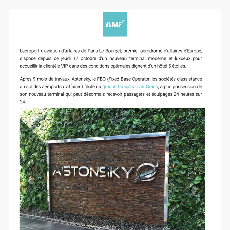 Astonsky inaugure son luxueux terminal à Paris Le Bourget