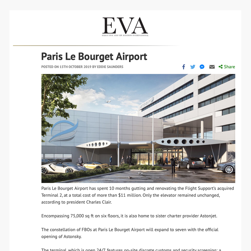 Aéroport Paris Le Bourget - Article Executive and Vip International (EVA)