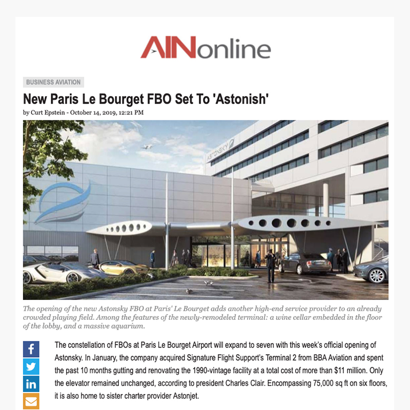 Le nouveau FBO de Paris Le Bourget -Ainonline